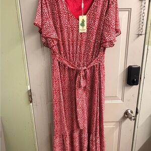 Elegant Red Floral Maxi Dress